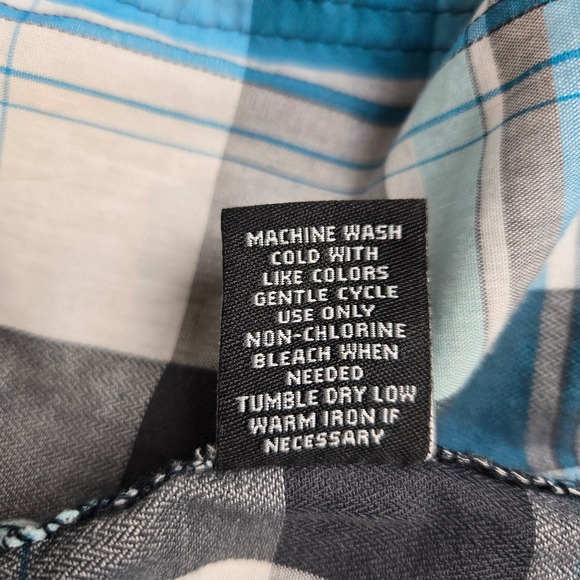 BKE Shirt Mens Large Blue White Plaid Western Pearl Snap Long Sleeve‎ Standard - Picture 8 of 9